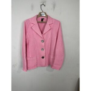 Women's Focus Casual Life Pink 100%‎ Cotton Waffle Knit Cardigan Jacket Size S